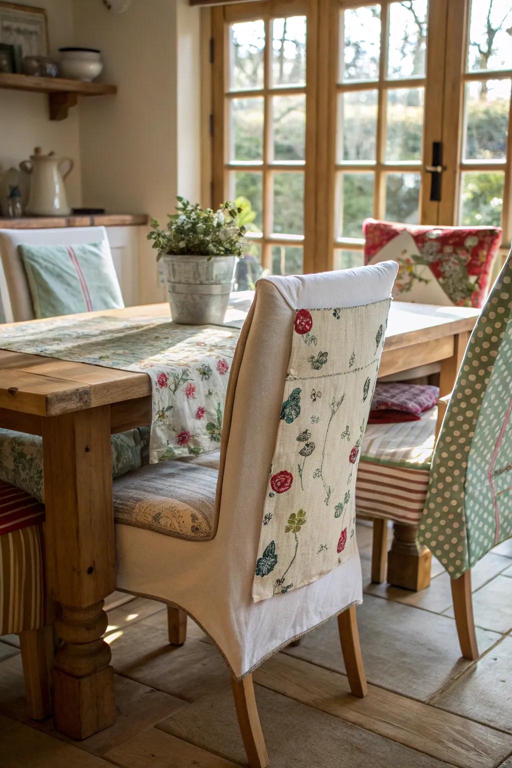 Eco-conscious style with cushion cover chair wraps.