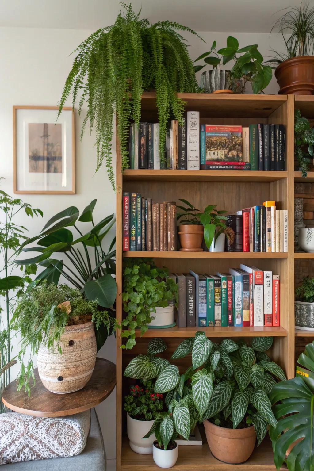 Turn your bookshelf into a verdant jungle.