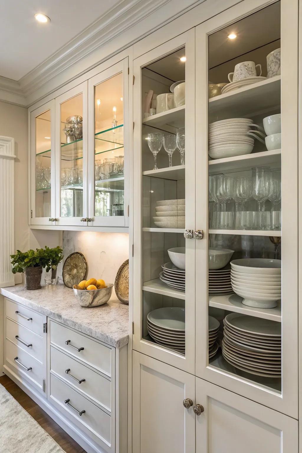 Glass cabinets can make a kitchen feel more open.