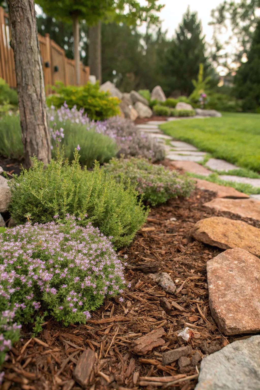 Mulch and groundcovers bring texture and ease of care to your garden.