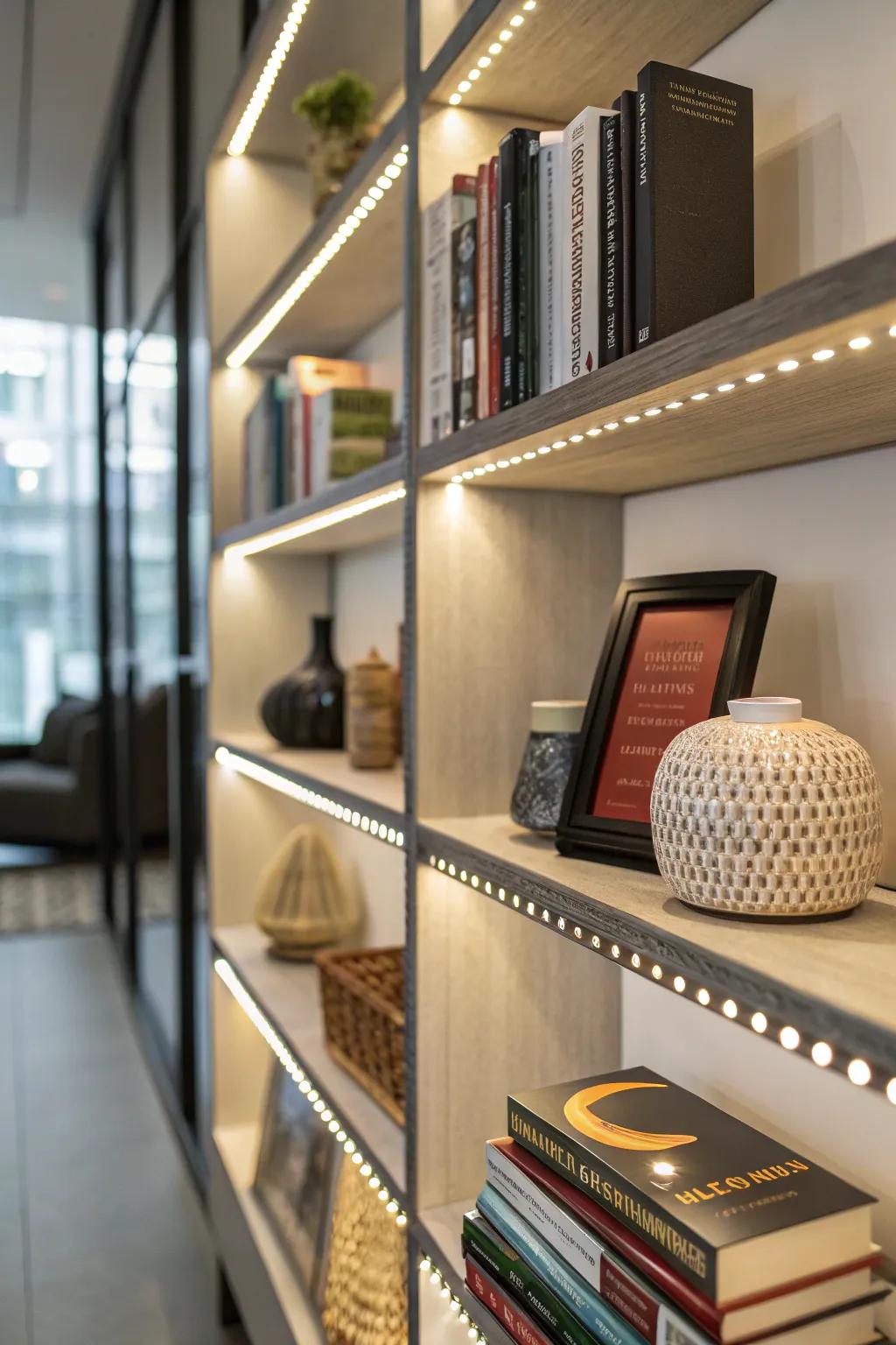 Highlight your favorite collections with LED strip lighting.