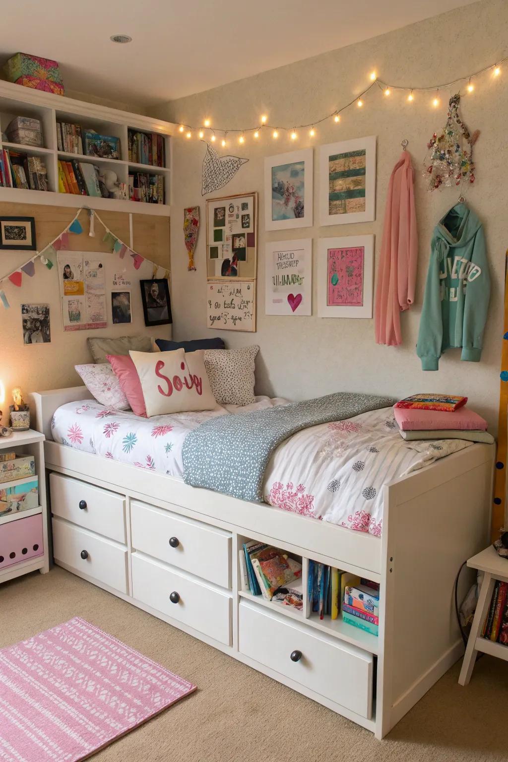 A practical bed choice blending style with storage.