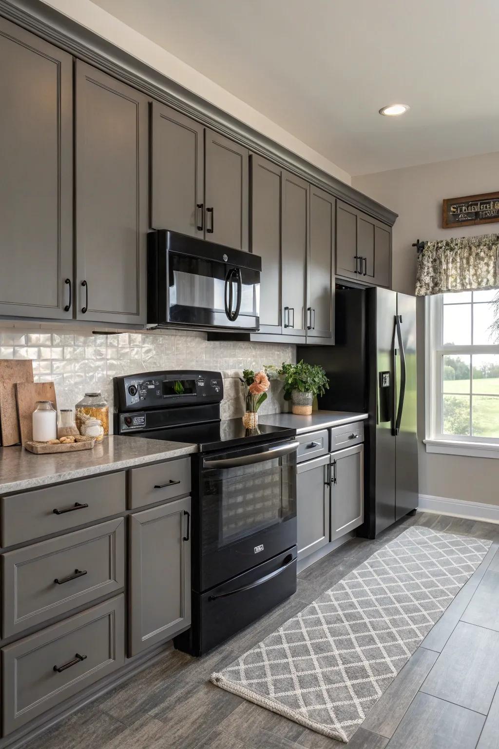 Gray tones pair seamlessly with black stainless steel.