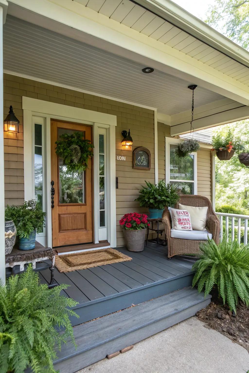 Entryway trim makes porches more welcoming.