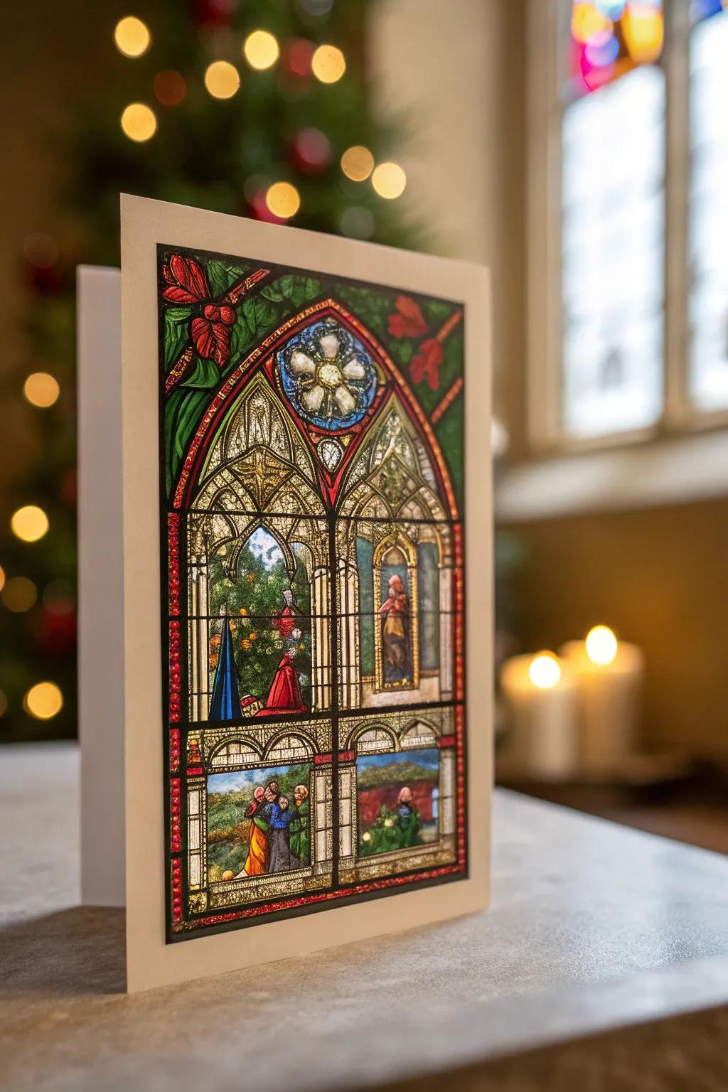 A stained glass-inspired Christmas card.