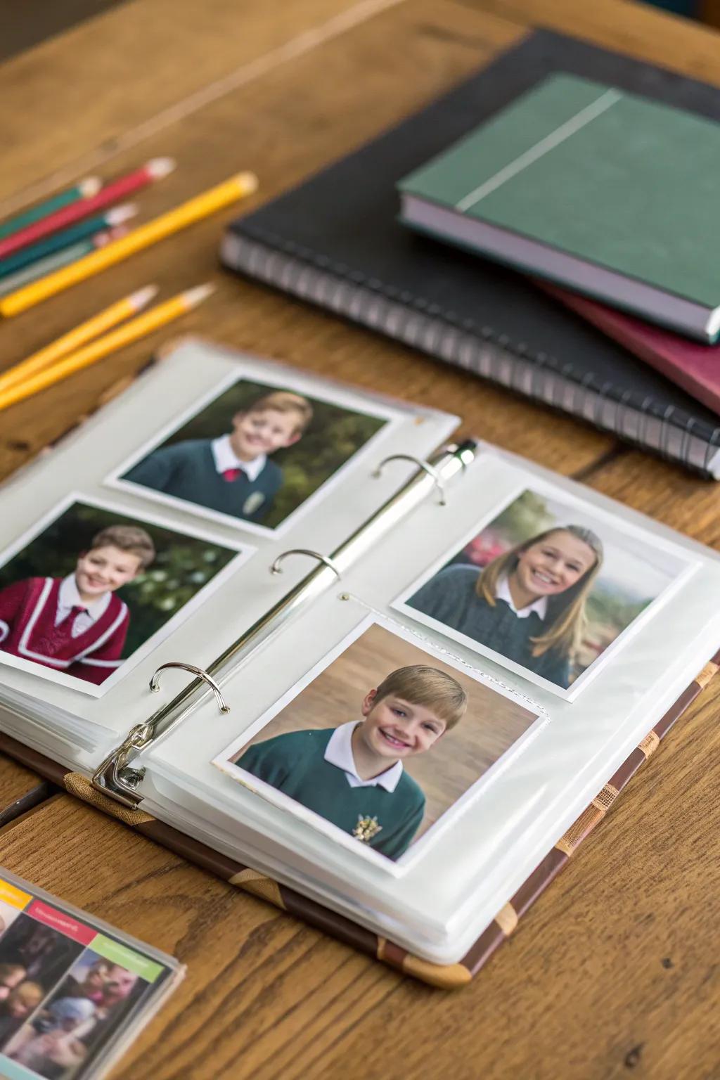Memory binder for school photos.