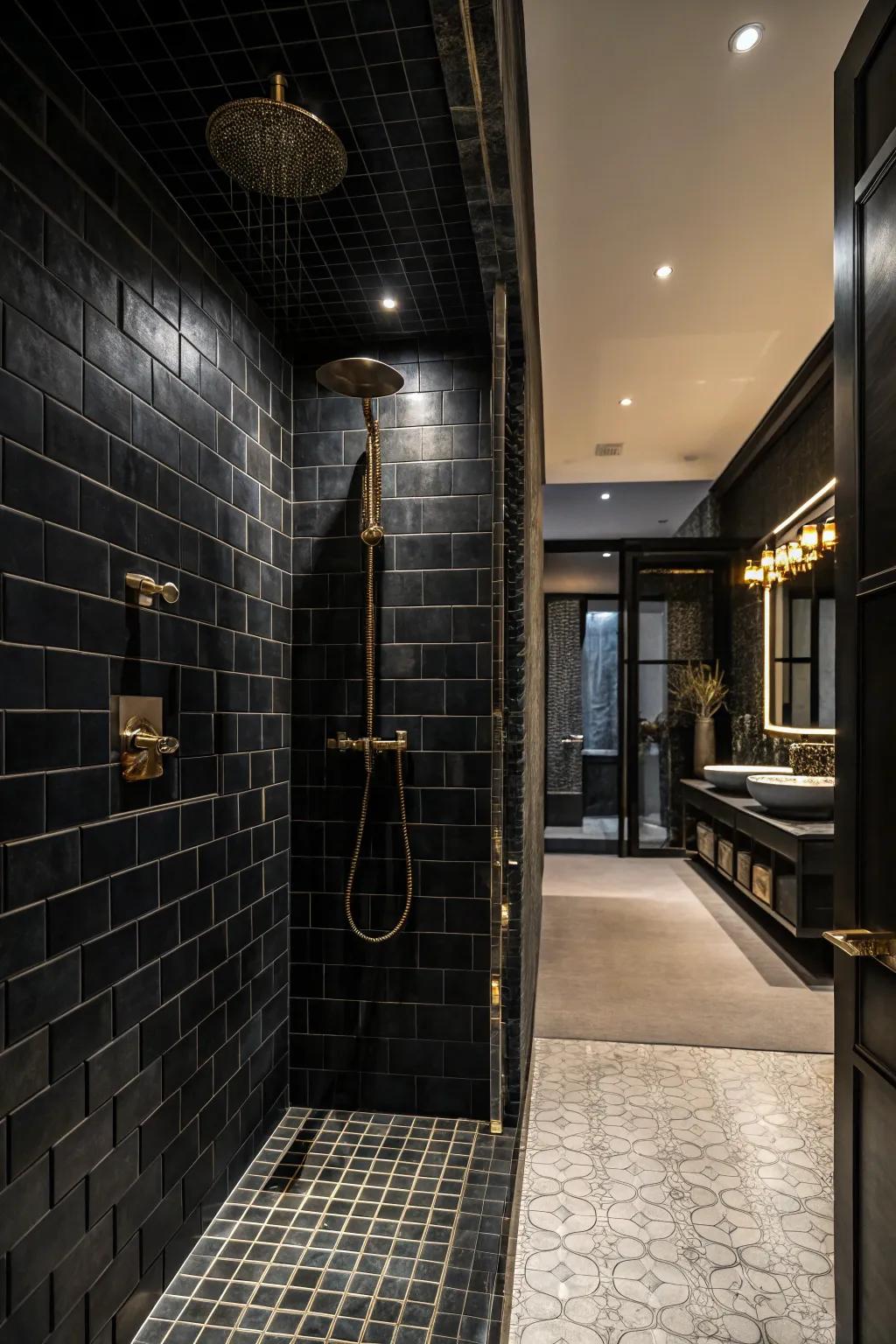 Black tiles make a dramatic and sophisticated statement.