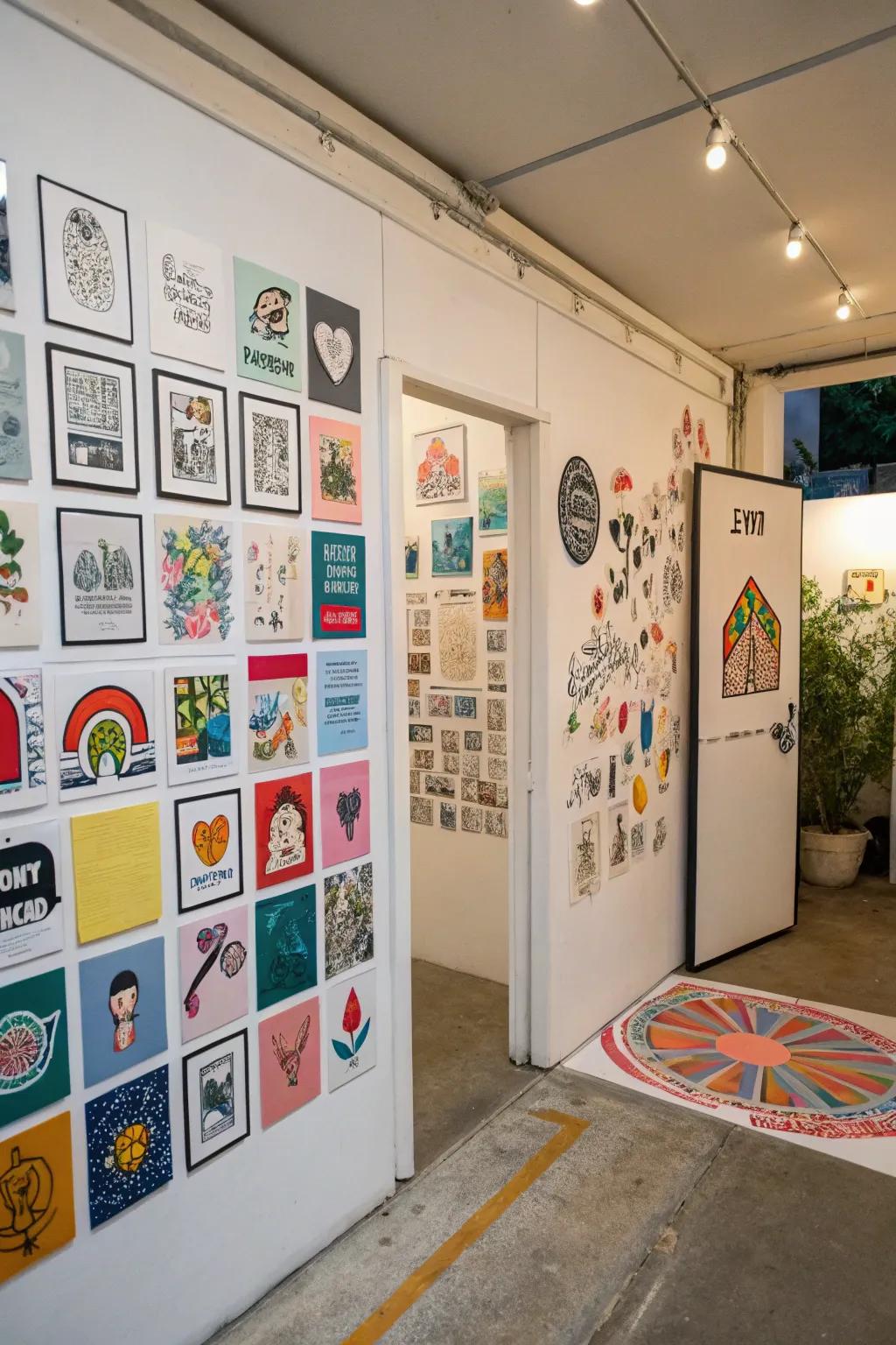 Showcase creativity with a sticker gallery wall.