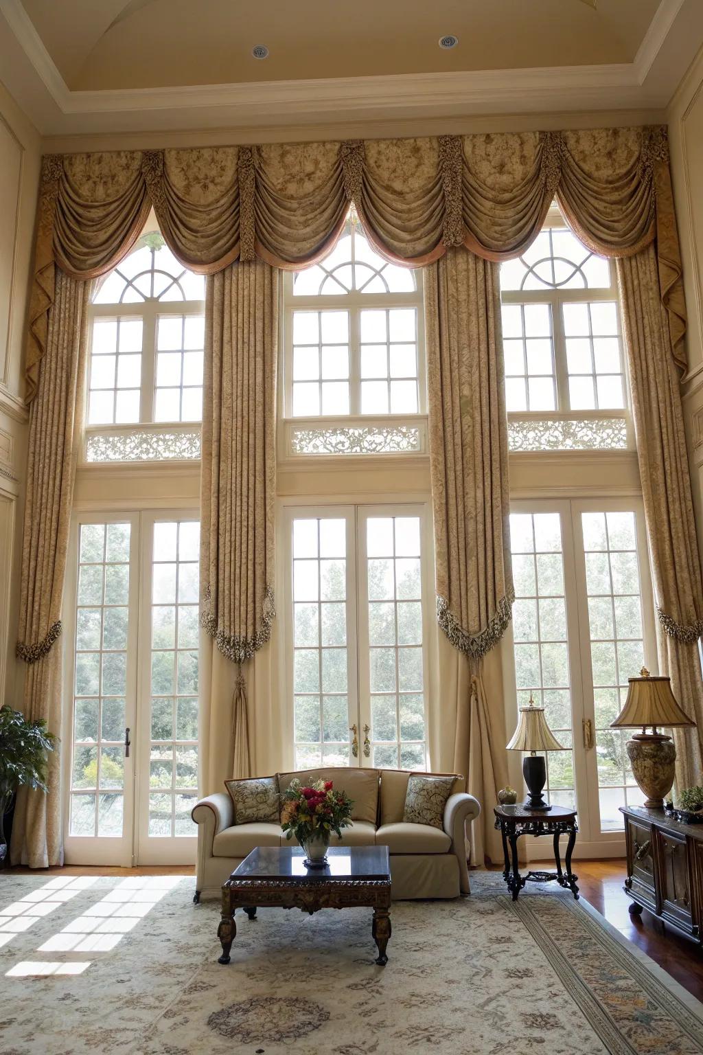 Decorative valances bring a touch of formality.