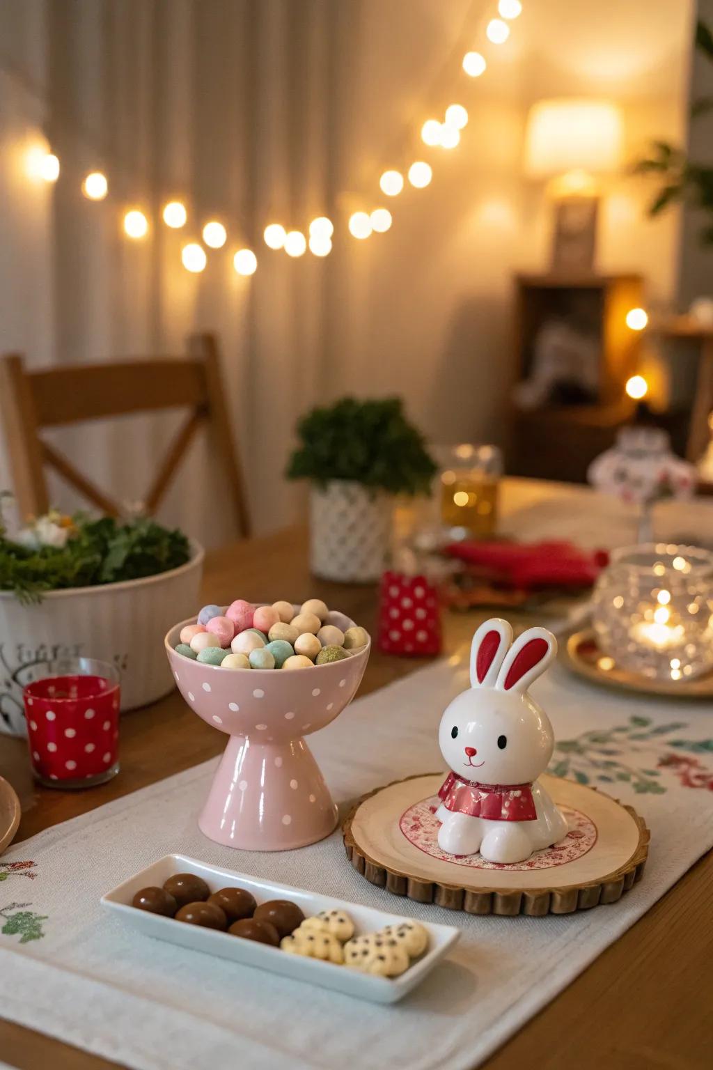 Cute accessories bring a playful touch to the table.