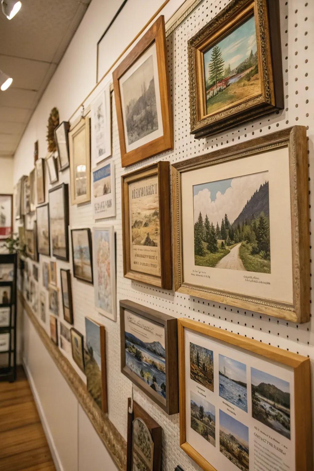 A personalized gallery wall with vintage mementos