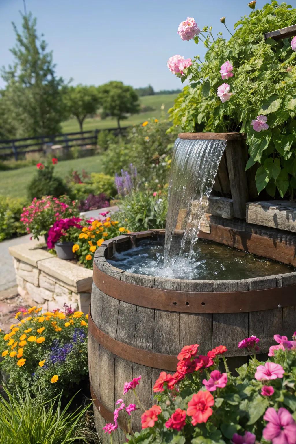 Repurposed items add charm and character to your waterfall.