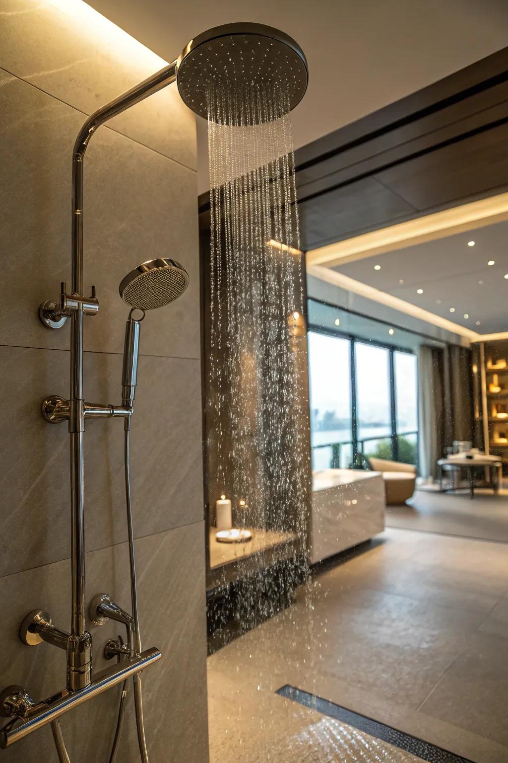 Elegant fixtures that enhance the wet room's luxury.