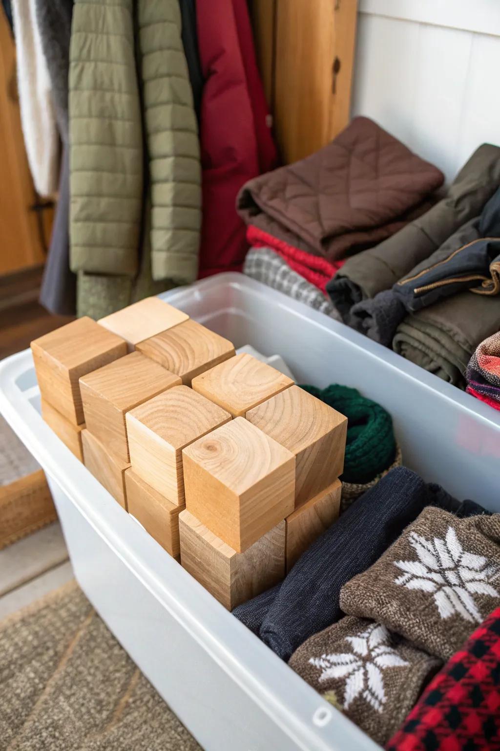 Keep garments new and safe with cedar blocks.