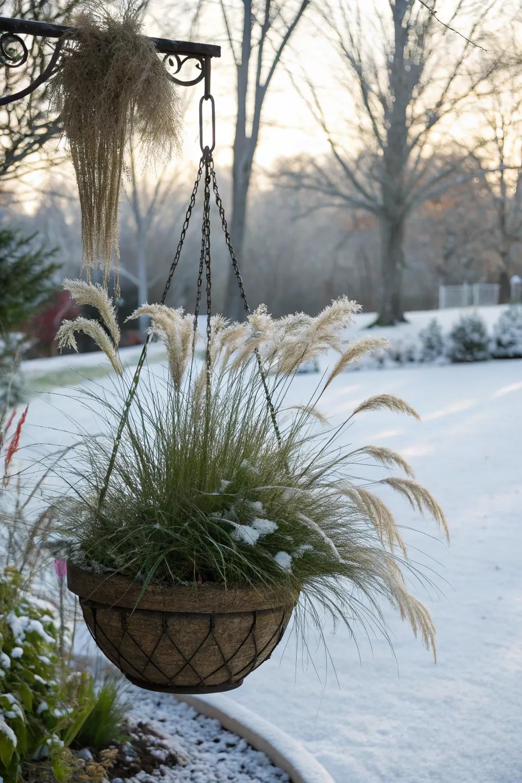 Grasses provide movement and structure to baskets.