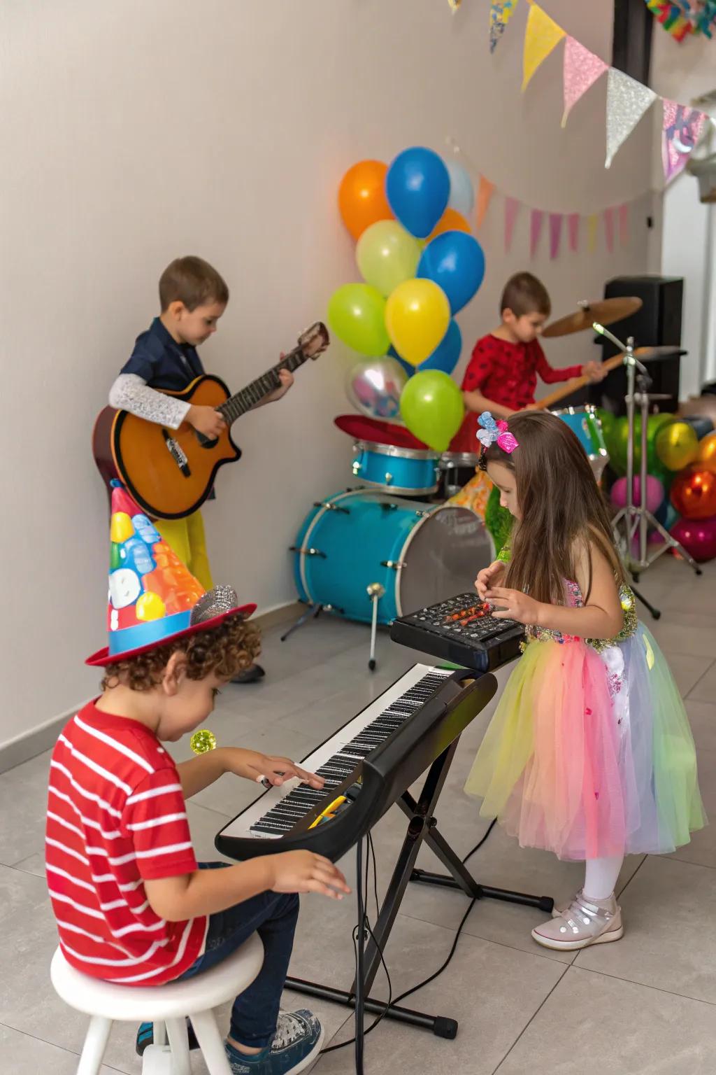 Interactive music sessions bring joy and rhythm to a birthday celebration.