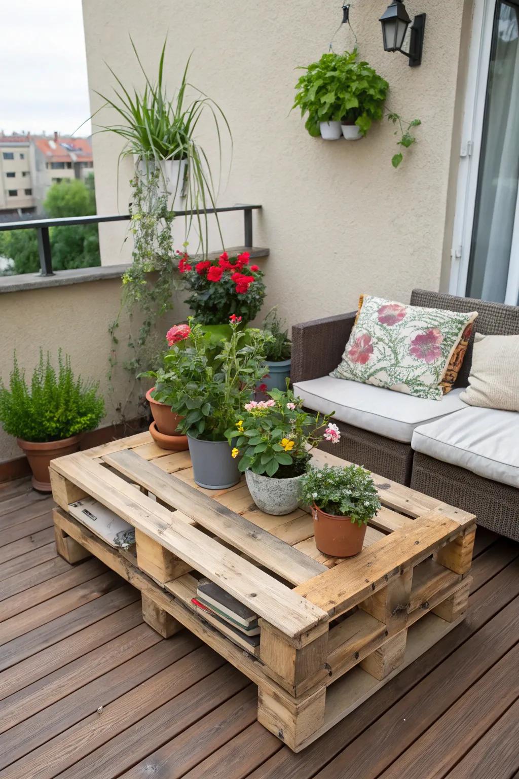 Pallet furniture is a creative and budget-friendly option.