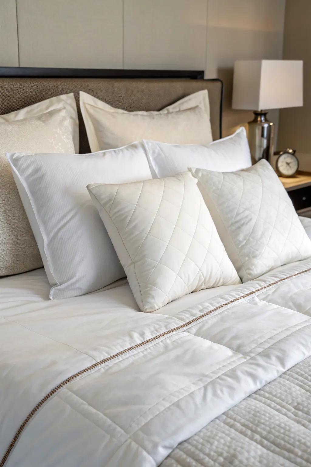 Embrace minimalist chic with a pared-down pillow arrangement.