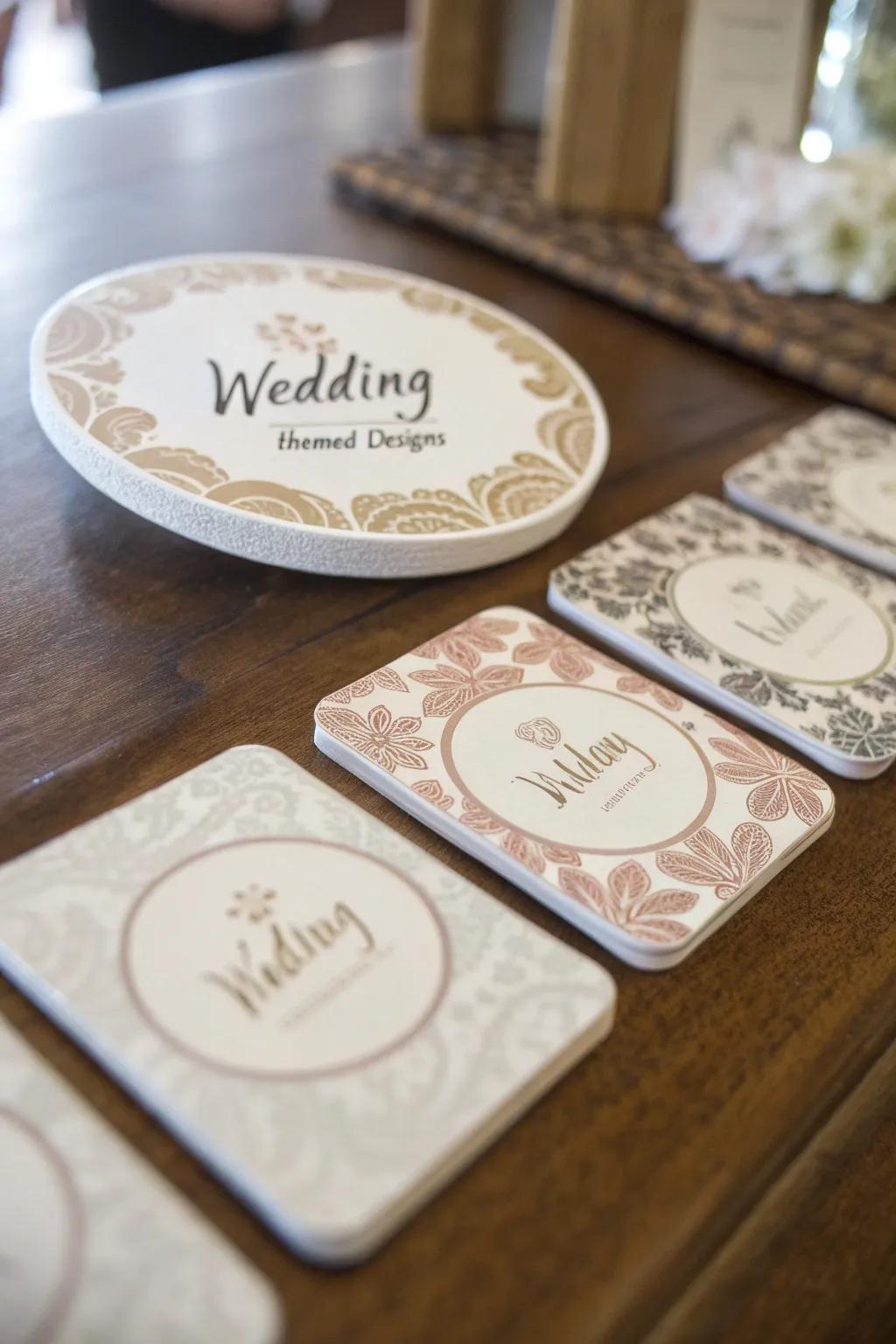 Personalized coasters offer a practical keepsake from your wedding.