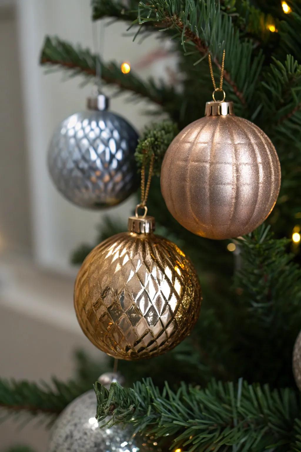 Metallic finishes bring a modern elegance to your holiday decor.