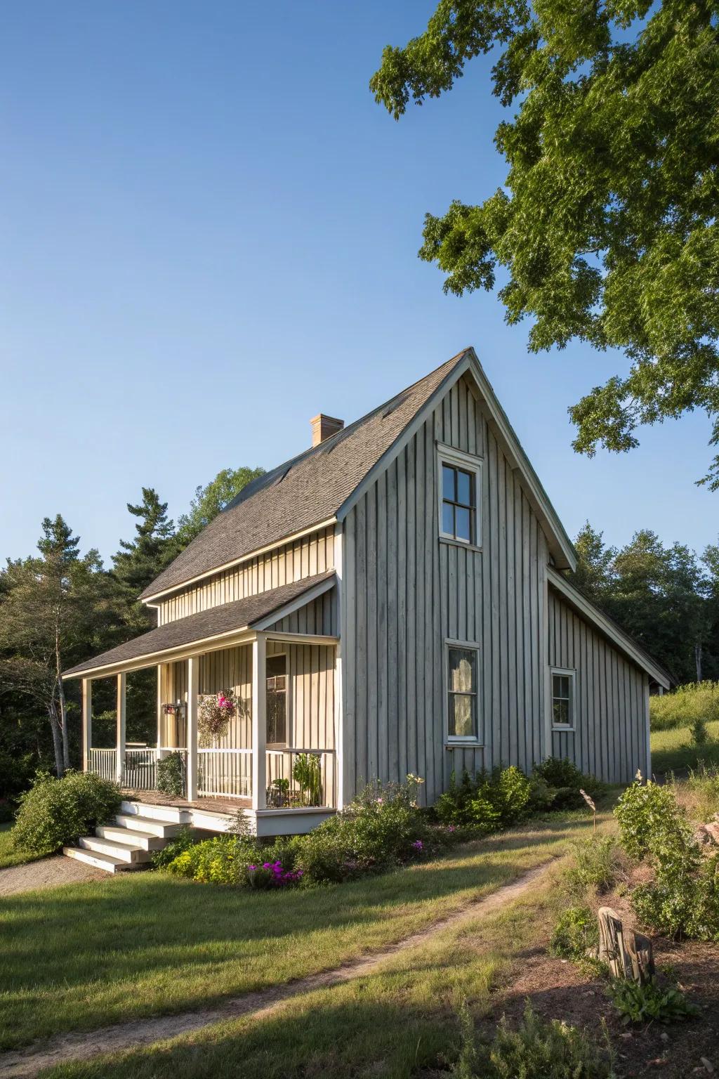 Upright siding introduces height and intrigue.