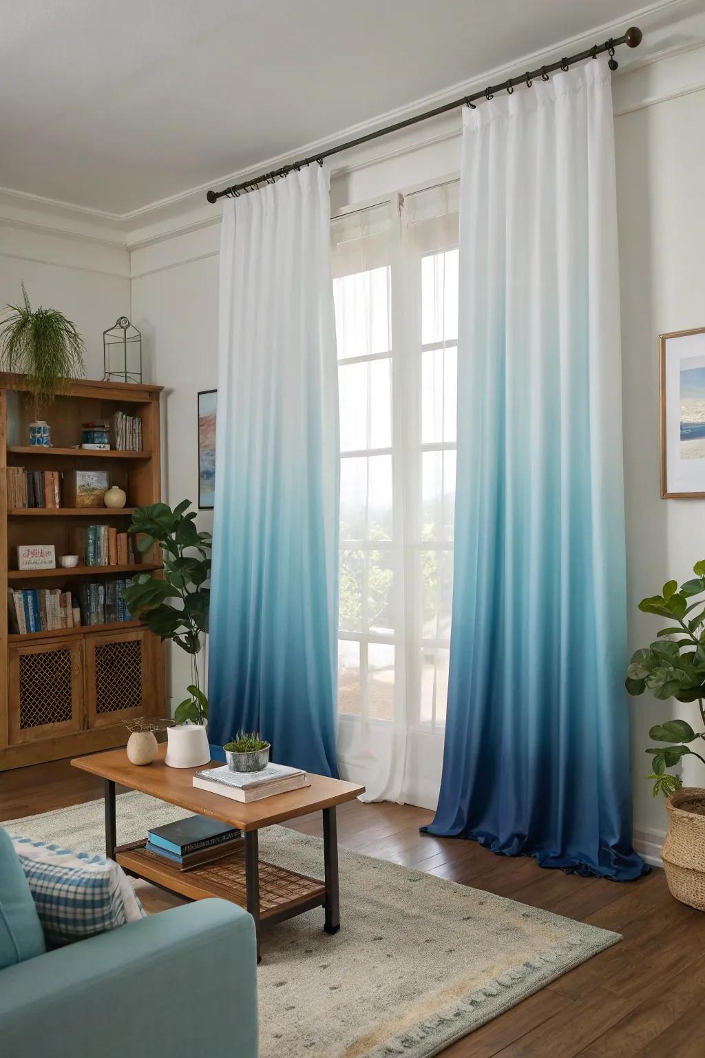 Ombre curtains bring a creative touch.