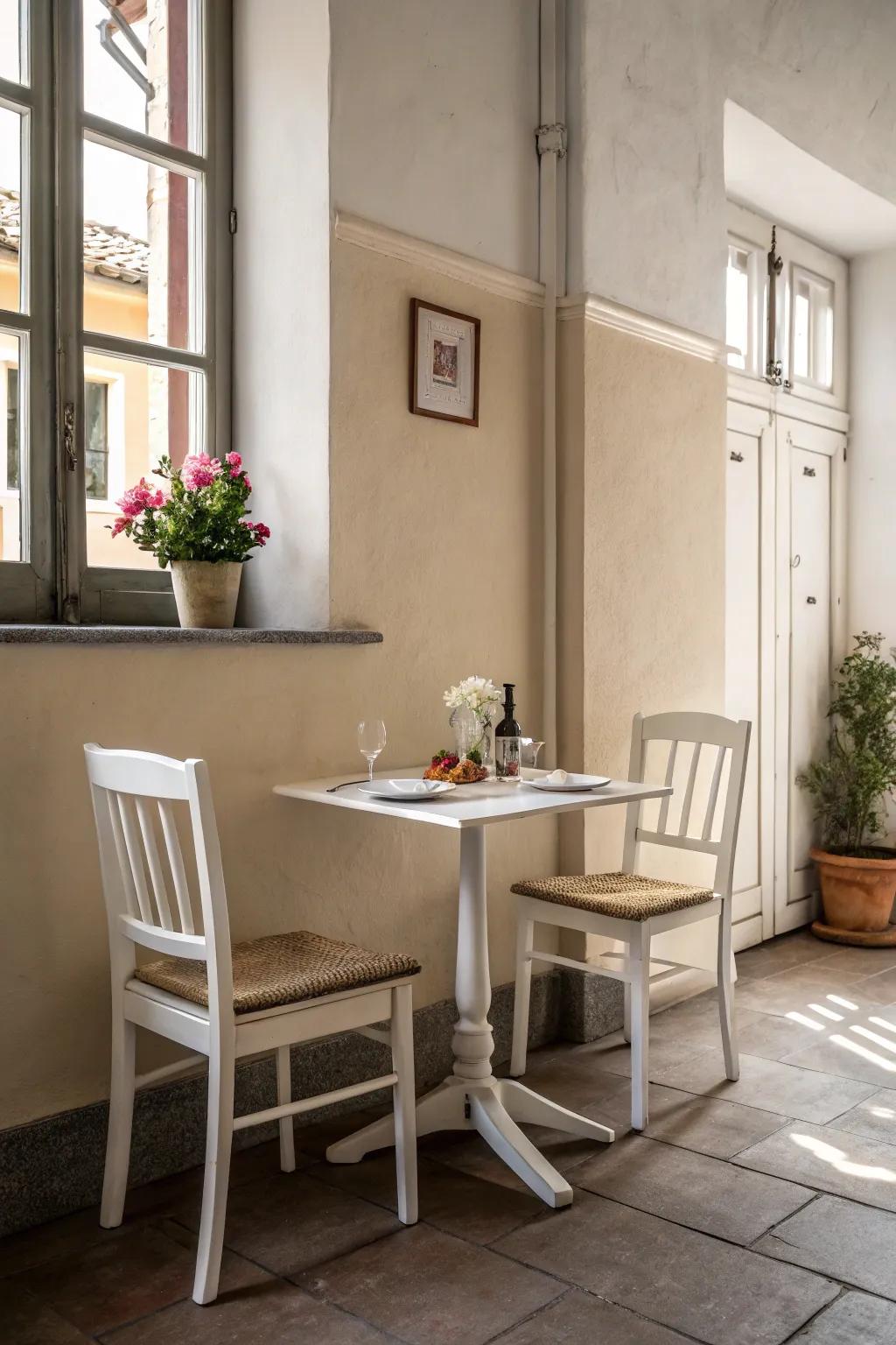 A minimalist layout provides a clean and modern dining space.