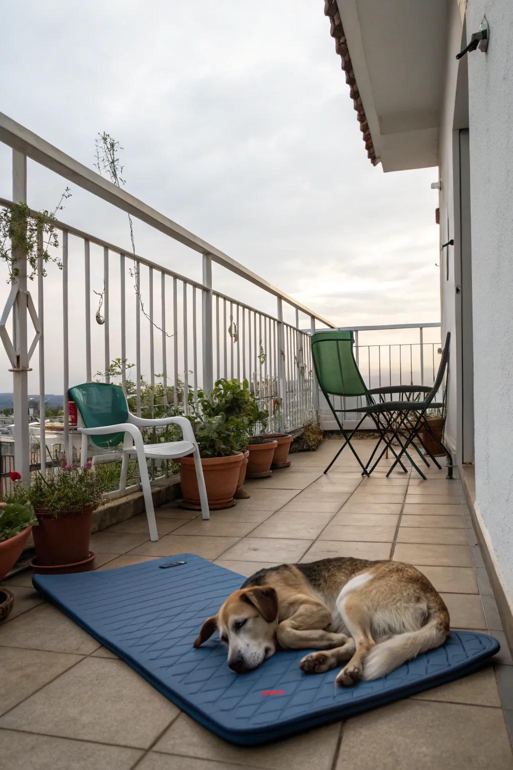 Cooling mats offer dogs a refreshing place to relax.