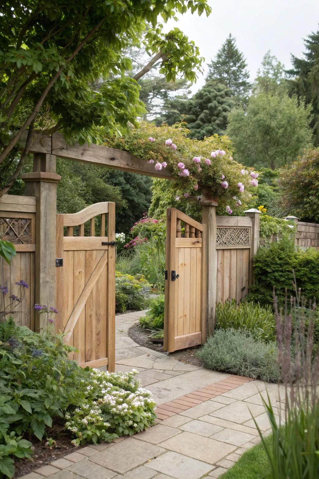 Natural wood tones offering a seamless transition between home and garden.