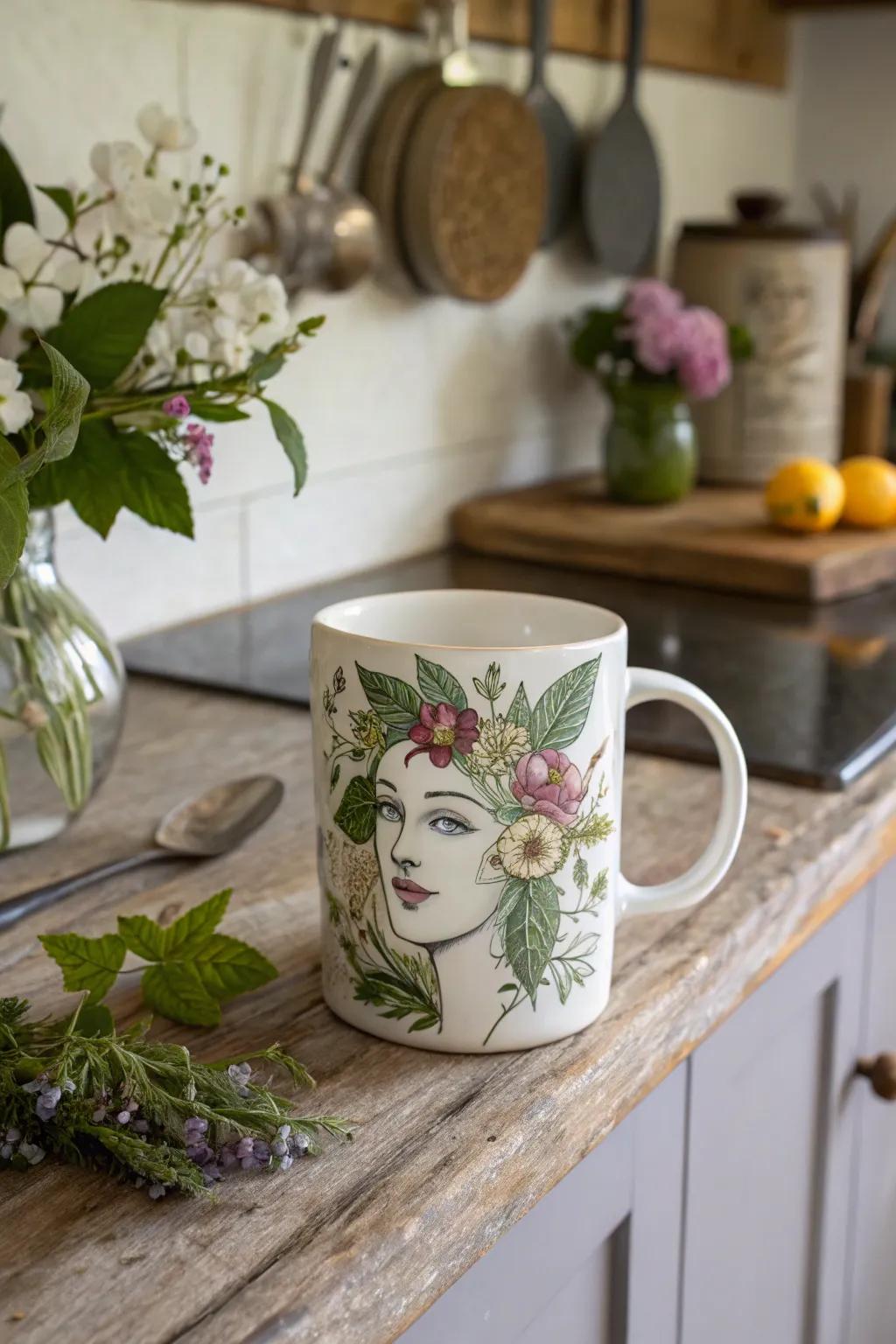 A nature-inspired face mug that brings the tranquility of the outdoors inside.