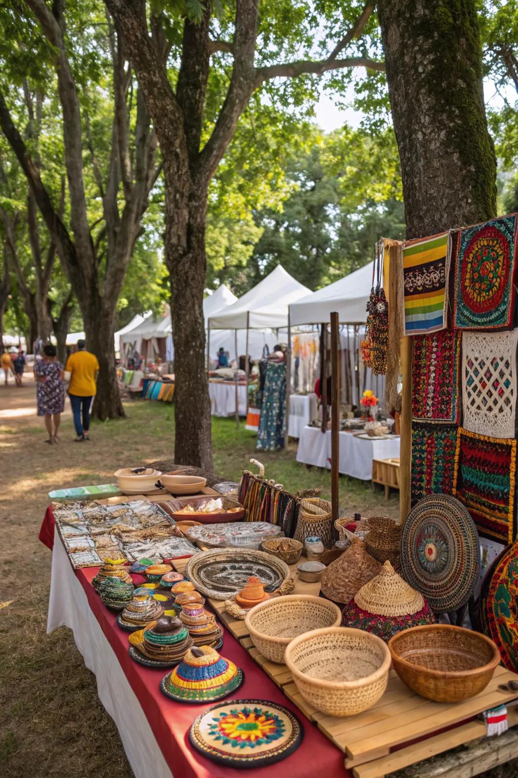 A vibrant craft fair corner showcasing local talent