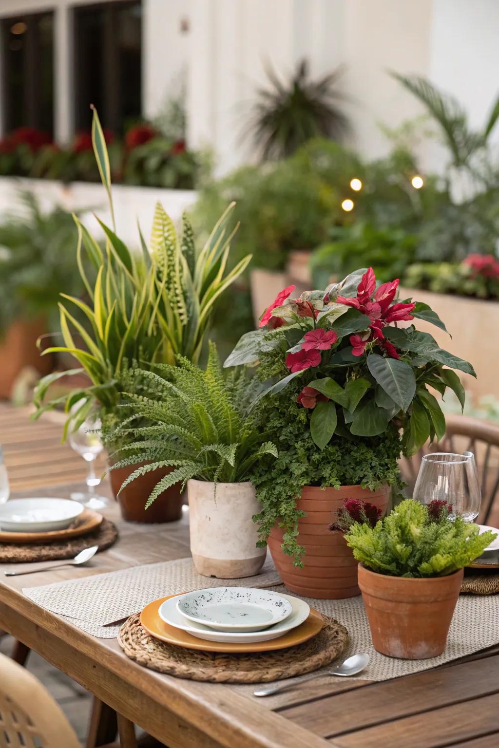 Enhance your dining experience with a plant centerpiece.