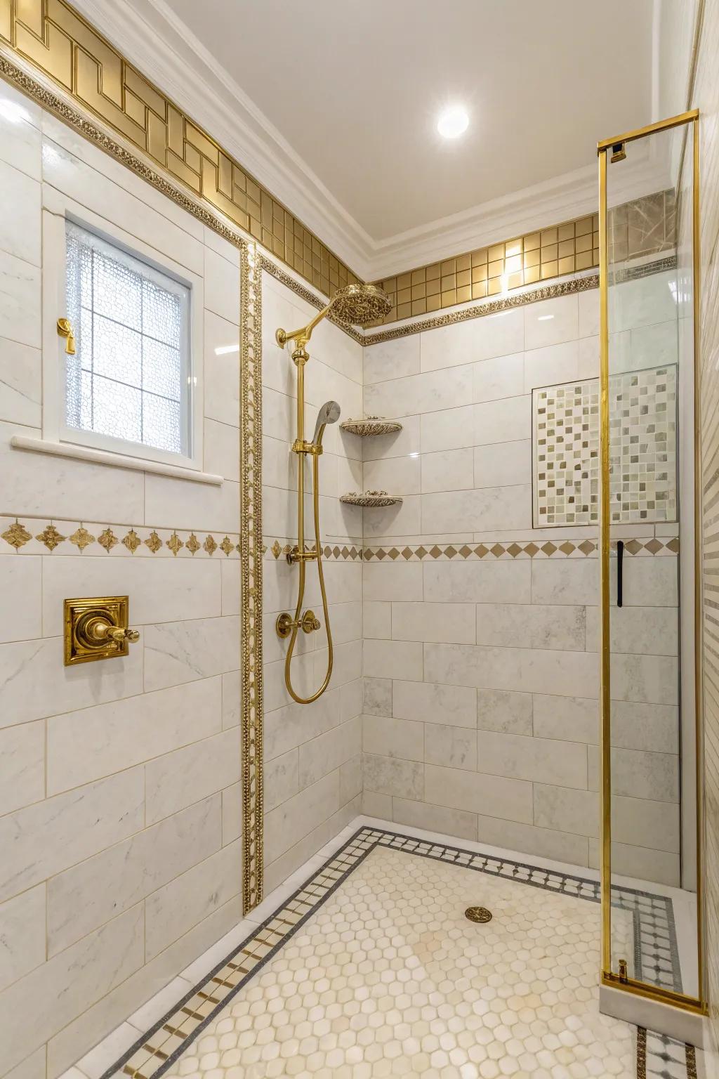 Neutral colors create a bright, inviting shower space.