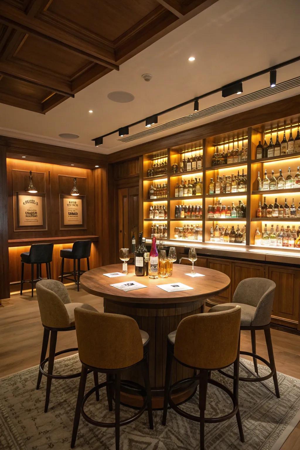 A dedicated tasting area encourages exploration and enjoyment of different whiskeys.