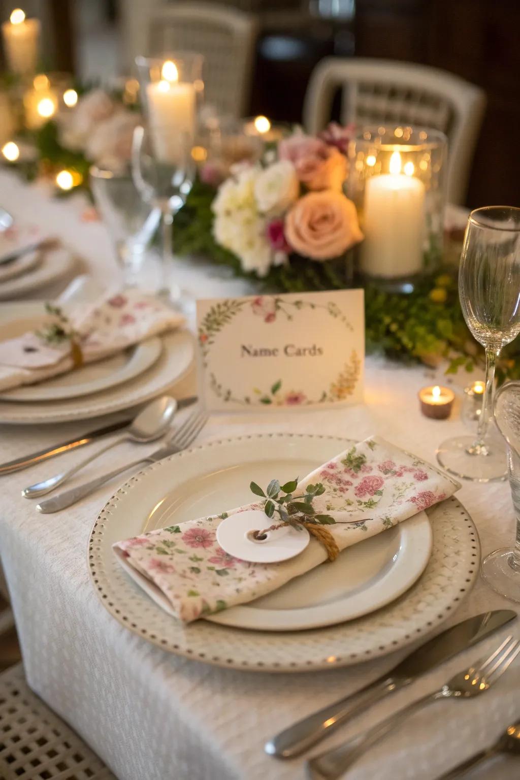 Themed place settings with personal touches make a statement.