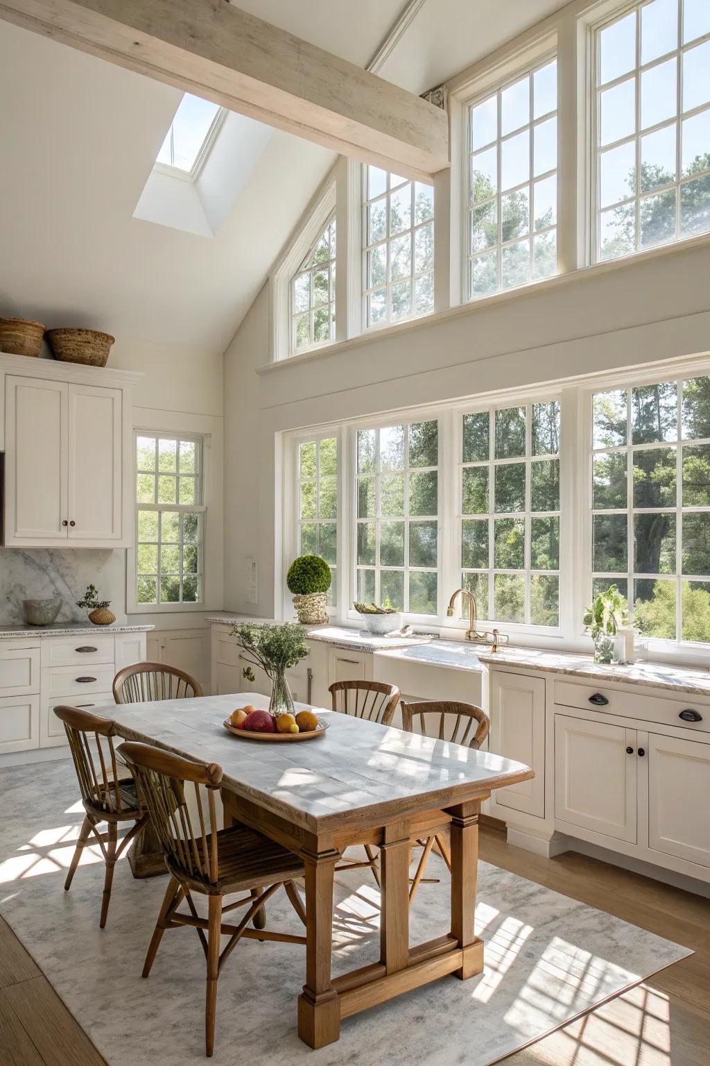 High ceilings enhance the spacious and open feel of this mountain kitchen.