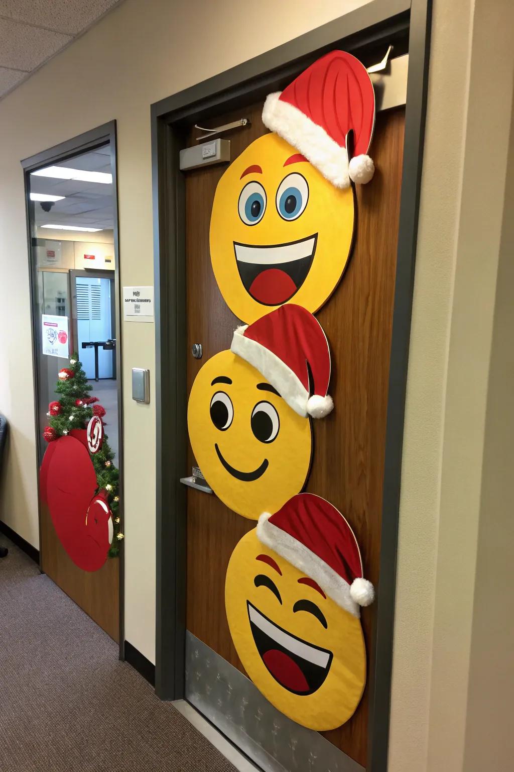 Festive emojis bring smiles and laughter to your office decor.