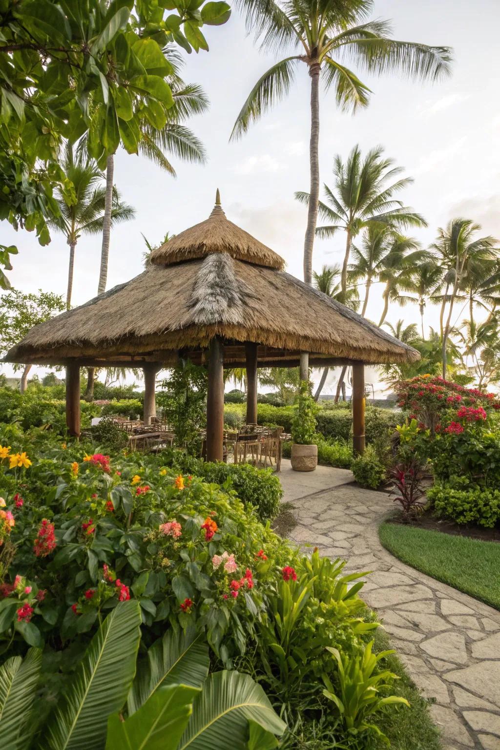 Bring tropical vibes home with a thatched roof.