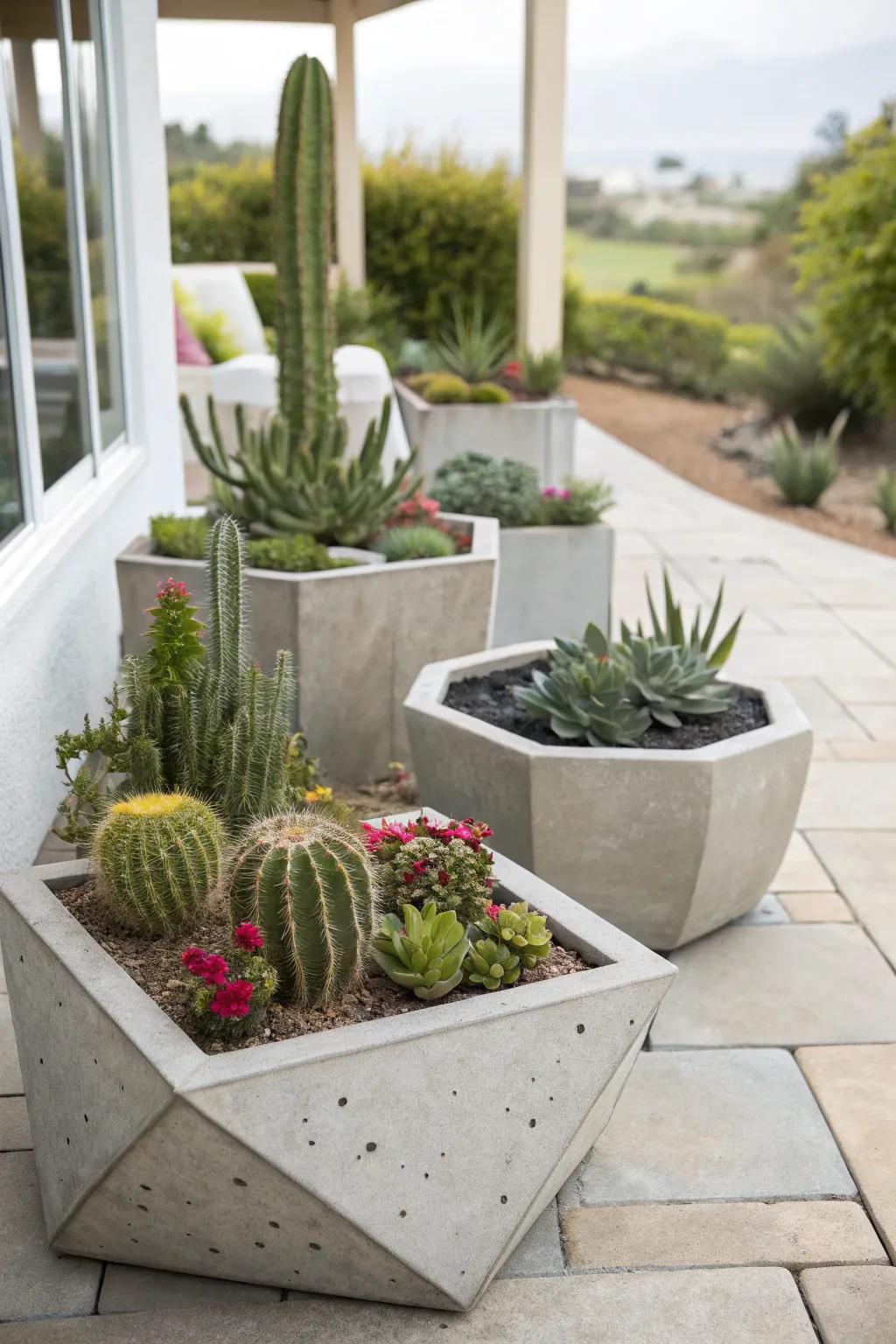 Realize contemporary minimalism with cast stone accent pieces.