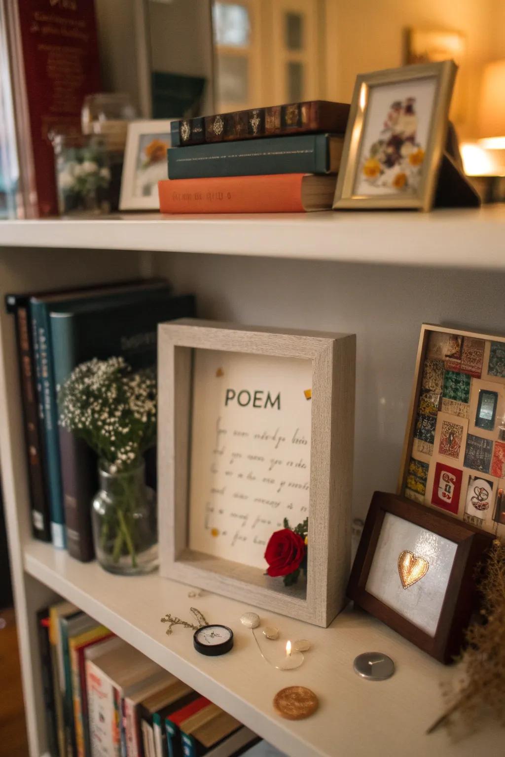 Shadow boxes offer a dimensional way to display poems.