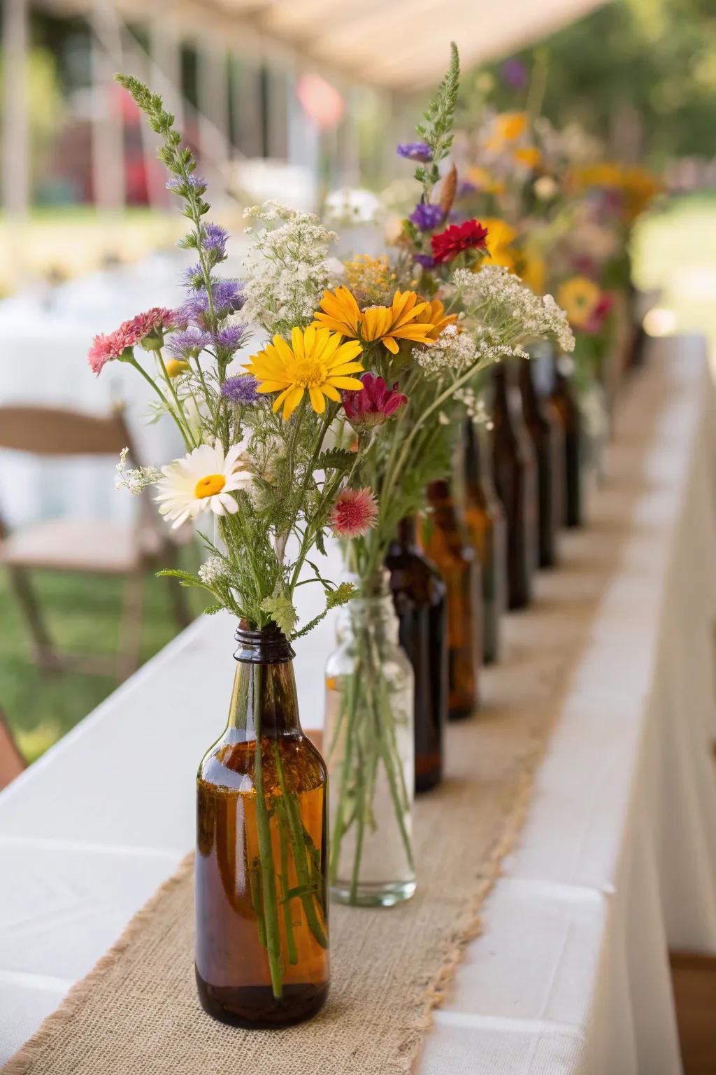 Reclaimed lucent bottles injecting vintage appeal