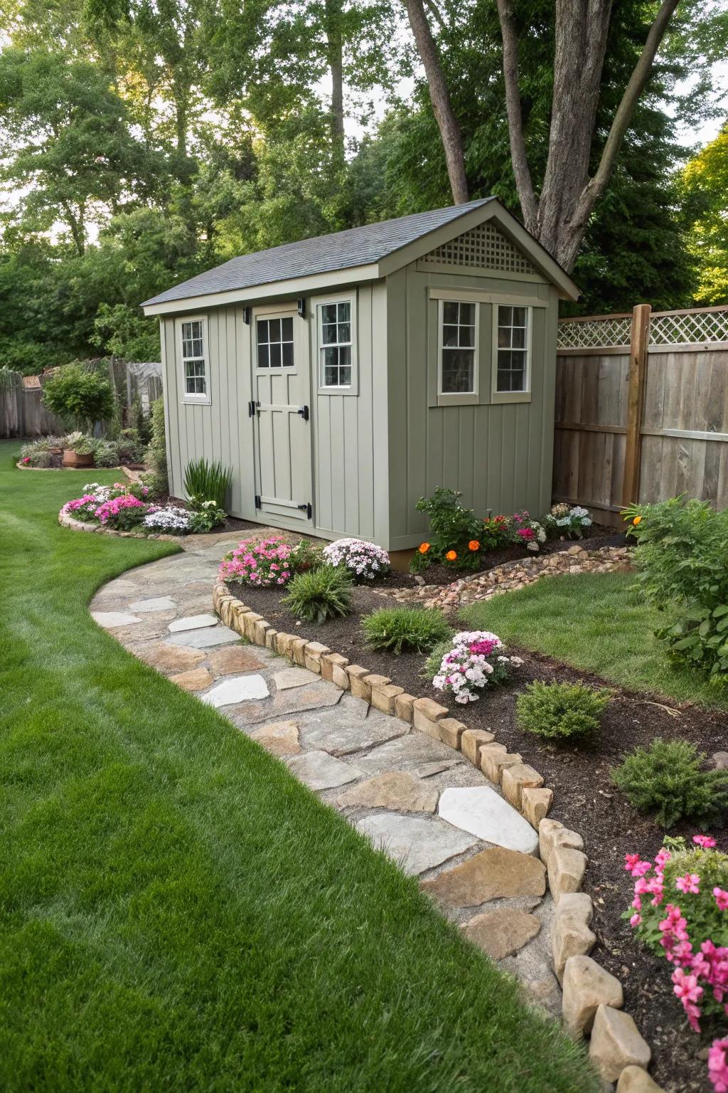 Natural stone edging provides a rustic and defined border for your landscaping.