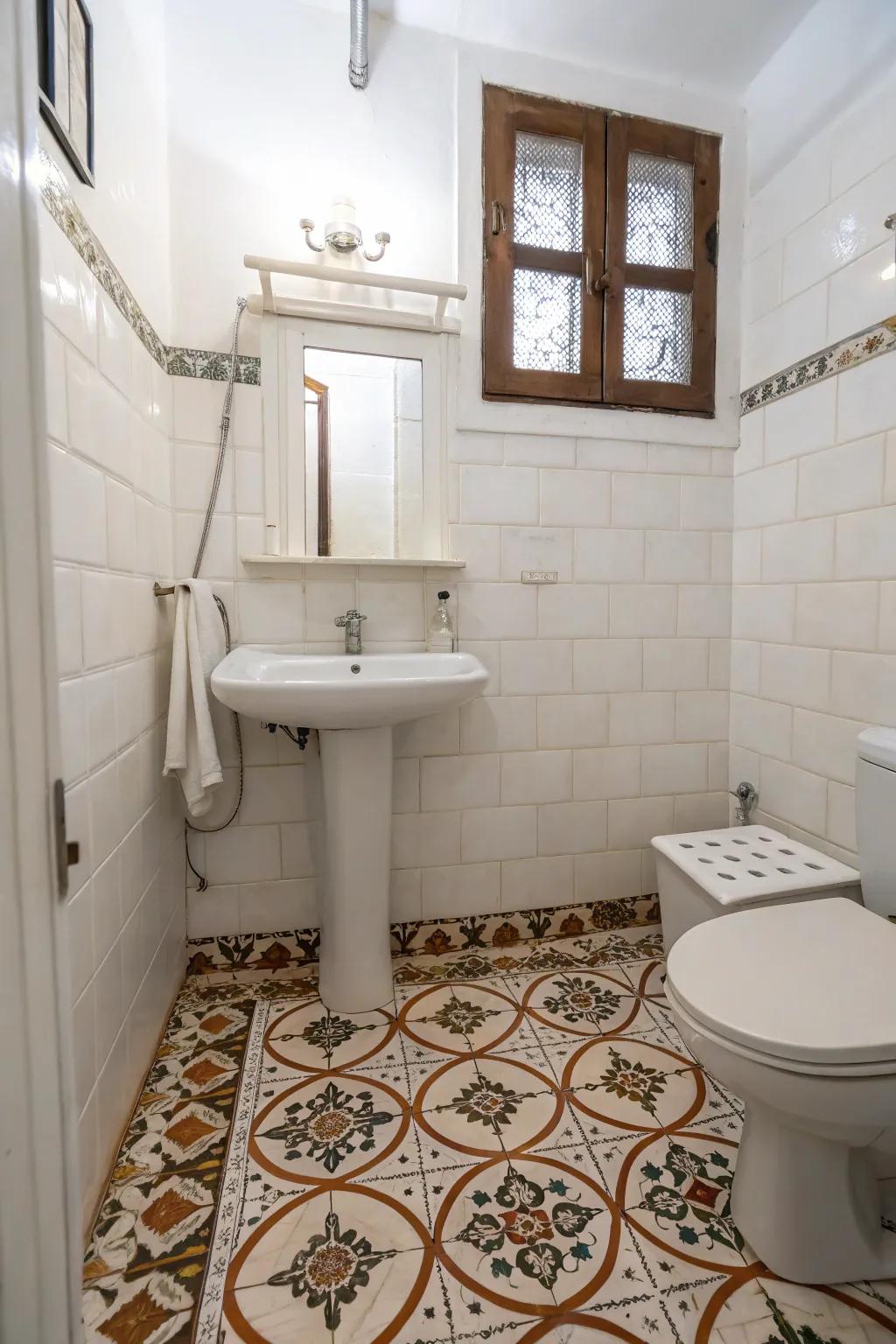 Tiles add texture and visual interest to small bathrooms.