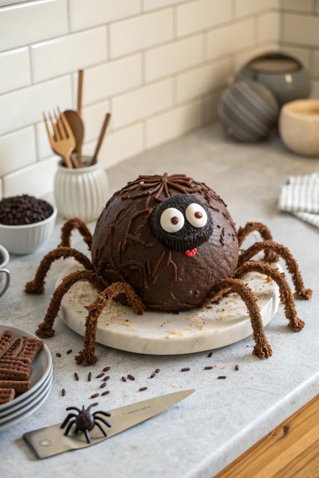 A giant spider cake ball that's irresistibly fun.