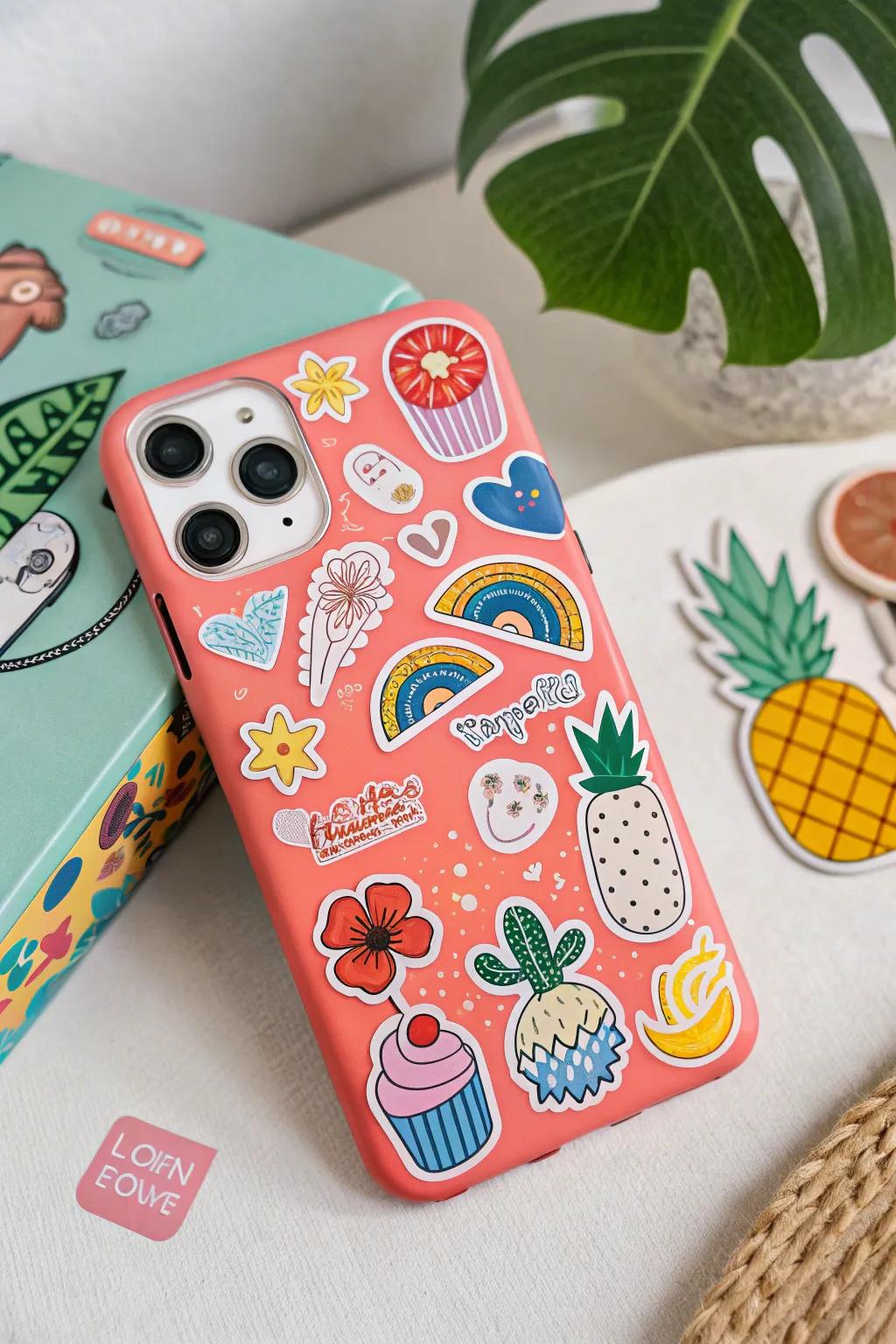 Customize your phone case with creative sticker designs.