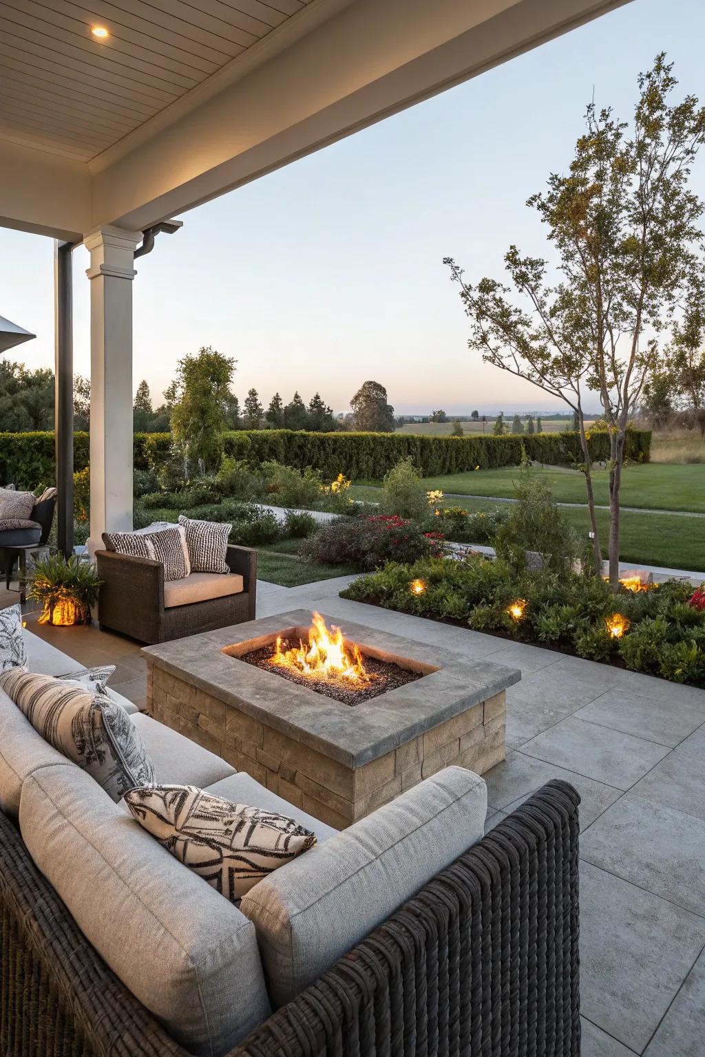 A fire pit makes an agreeable and welcoming air on your patio.