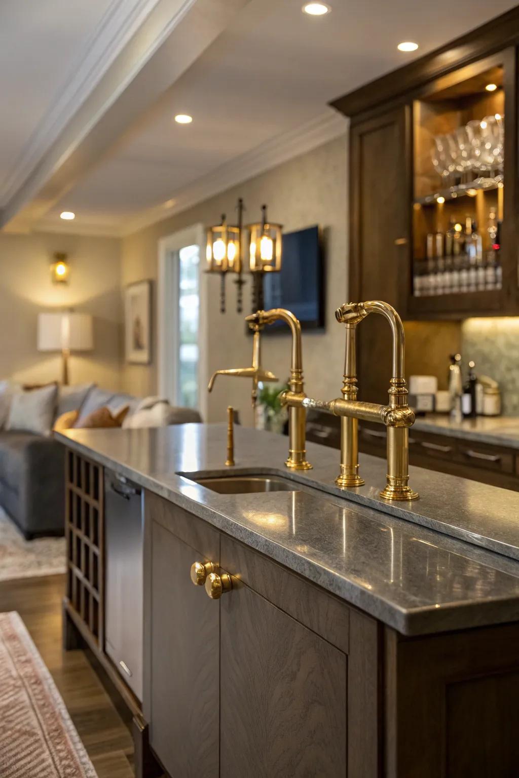 Add glamour through shiny touches.