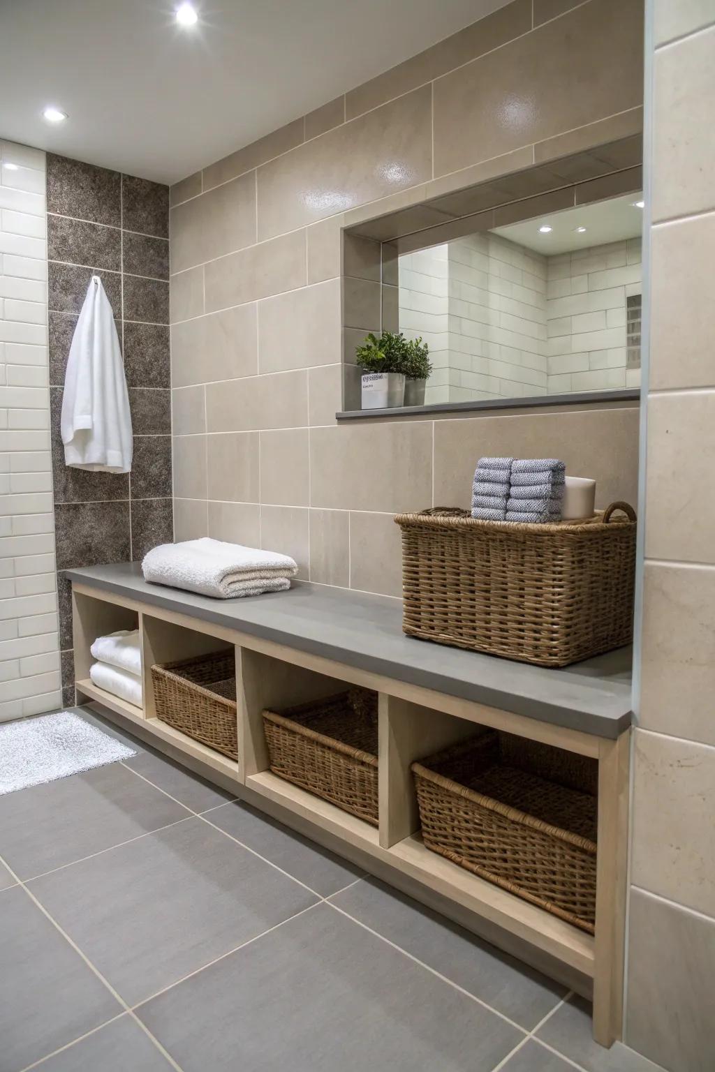 Functional features that add convenience to the wet room.