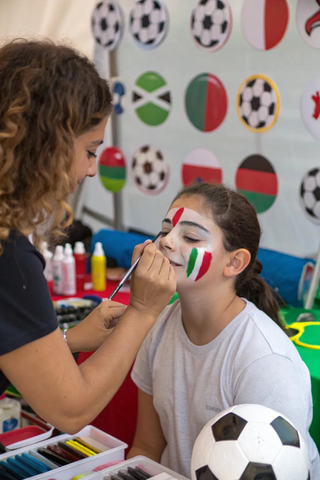 Face painting that allows guests to wear their team pride.