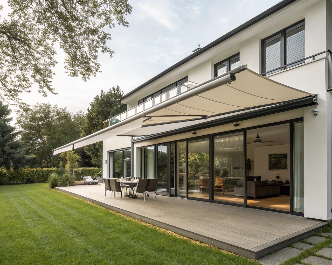 Retractable awnings allow for flexible shade solutions on patios and decks.